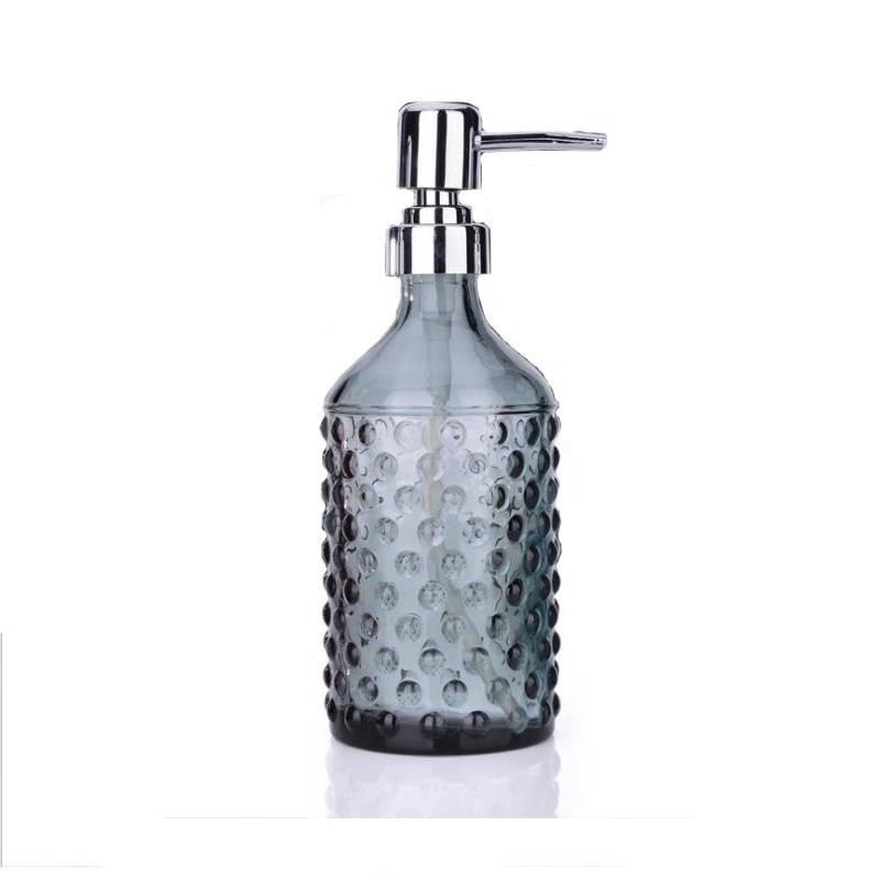 

Glass Hand Modern Soap Dispenser 400ml Pump Decorative Embossed Design Household серый