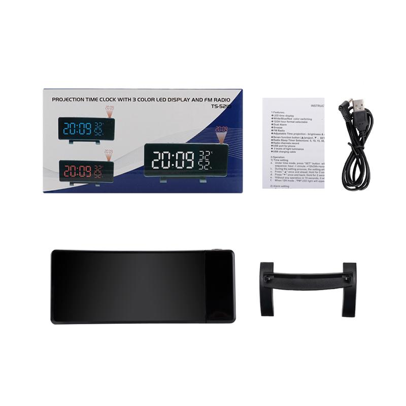 Top Selling Smart USB Projected Alarm Clock Thermometer Modern Design LED Desk Table Clock Electronic Movement for Household Use
