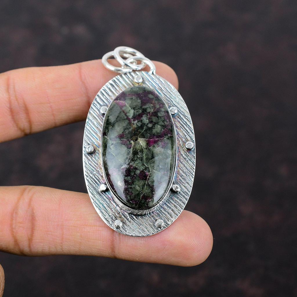 Eudialyt Hänge Handgjorda Antika Smycken 925 Sterlingsilver Hänge Ädelstenssmycken Unik Stil Hänge Gåva Till Honom Födelsestenssmycken