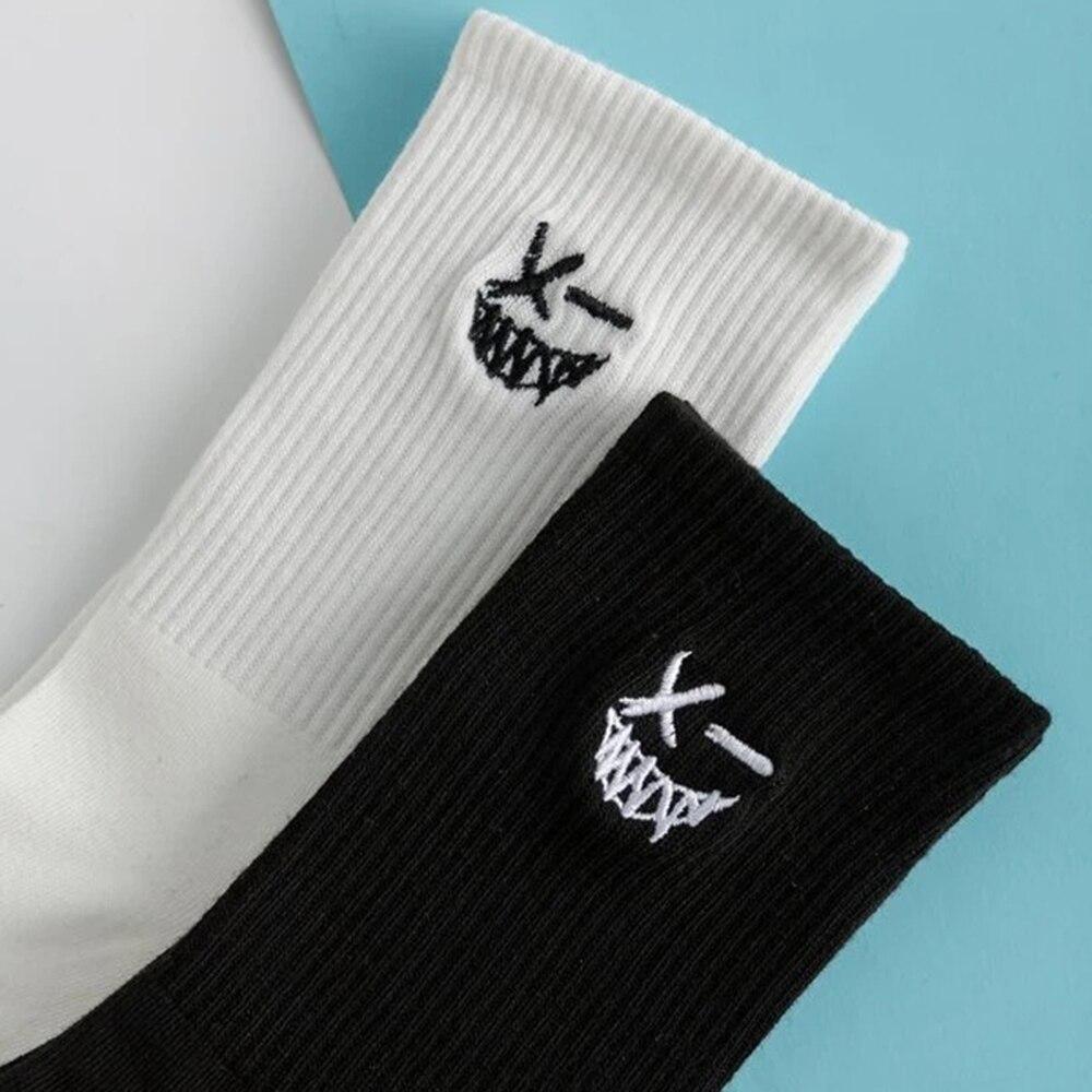 2 Pairs Mid Length Socks Men's  Knitted Street Hip-hop Personality High-quality Fashionable Men's Round Neck Socks