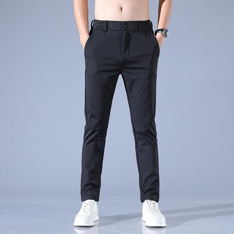 

Весенние и летние мужские повседневные брюки, эластичные легкие деловые шорты, облегающий крой, длинные брюки с эластичной резинкой на талии 38Code королевский синий