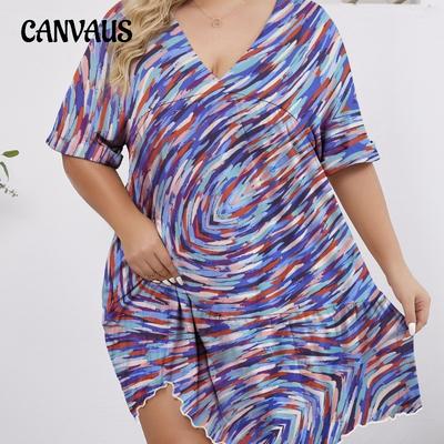 Women's Nightdress Fashion Dress Summer Print Nightdress Round Neck Casual Home Dress Nightdress