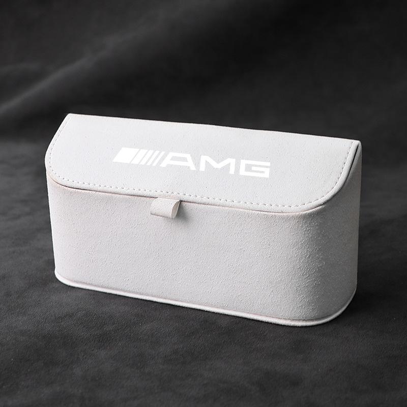 MEA4   Suede Car Sun Visor Glasses Box Car Badge Sunglasses Clips Glasses Box For Mercedes Benz AMG W177 W176 X166 X167 C257 C218 X253