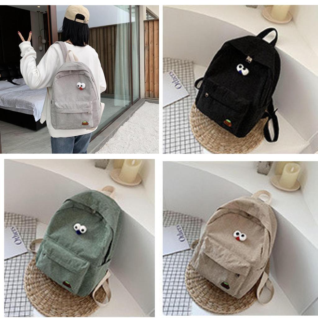 Corduroy Student Backpack With Ergonomic Shoulder Straps For School And Campus Use
