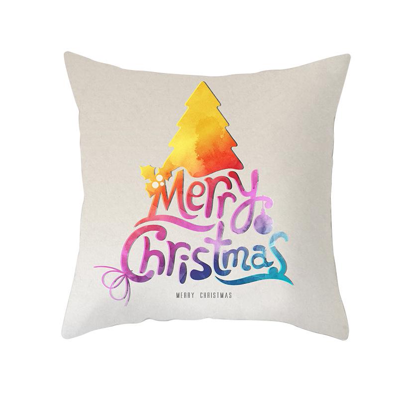 Peach Skin Christmas Print Pillow Case Cartoon Animal Home Sofa Cushion Cover Bedside Bedroom Pillow