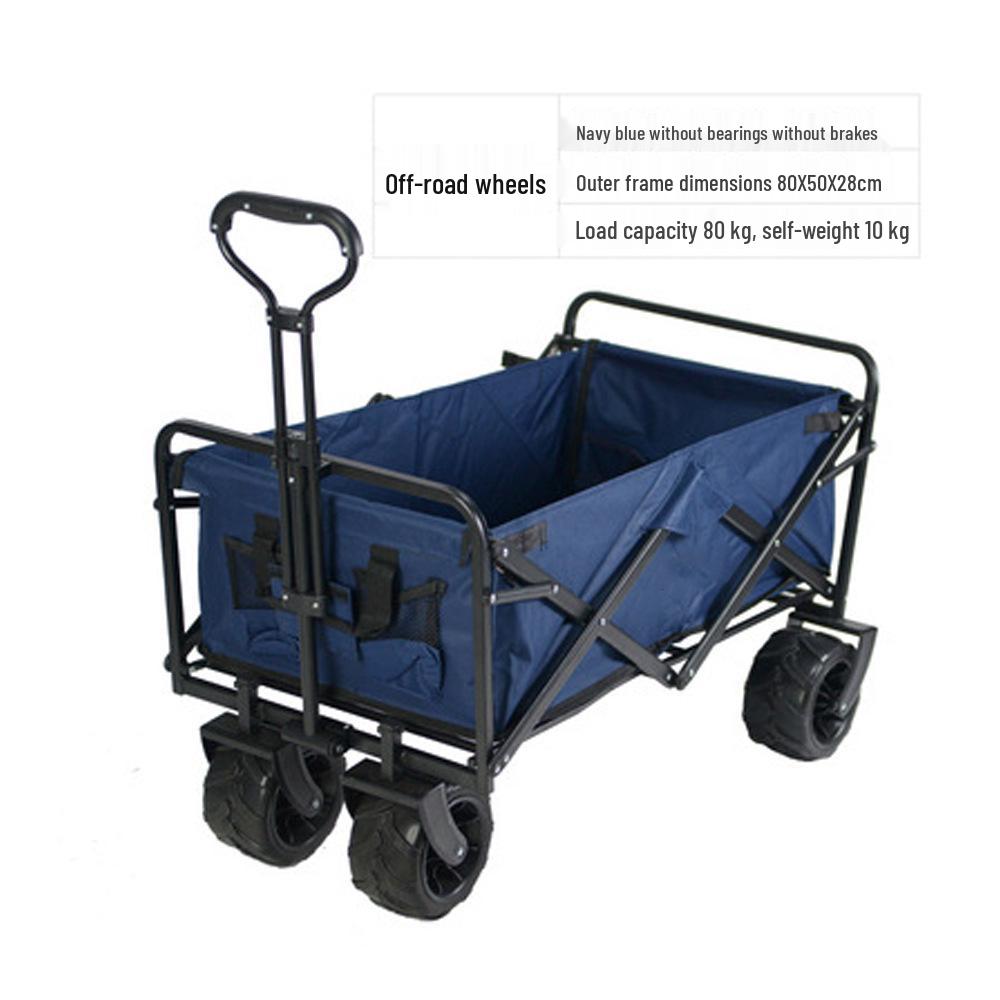 Foldable Outdoor Four-Wheel Trolley Cart for Camping and Shopping