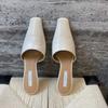 Square Toe Slippers Women High Heels Kitten Sandals Shoes Mules Fashion Summer 2025 New Leather Dress Pumps Casual Sandalias
