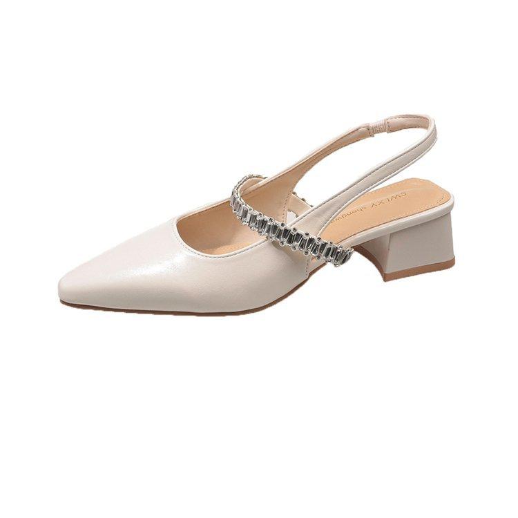 Rhinestones with skirts and heels women's new summer pointed head thin heel bag head empty temperament sandals women