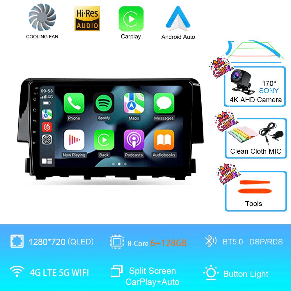 Car Radio 9 Inch Navigator For Honda Civic 2015-2022 Multimedia Video Player GPS Navigation Stereo CarPlay Android14 Bluetooth
