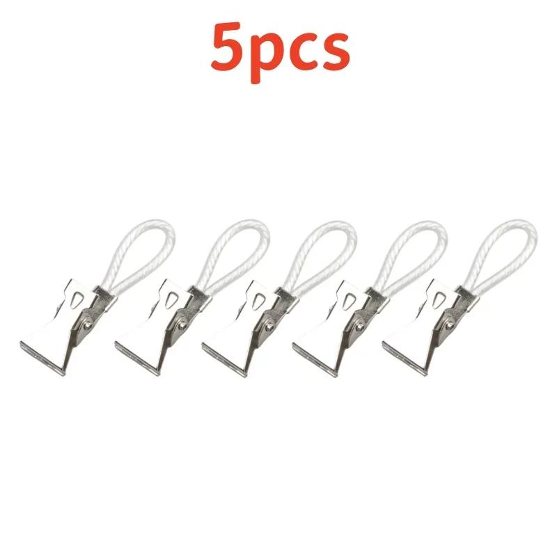 

5pcs Clothes Pegs Stainless Steel Clothespins Colorful Laundry Tea Towel Hanging Clips Loops Kitchen Bathroom