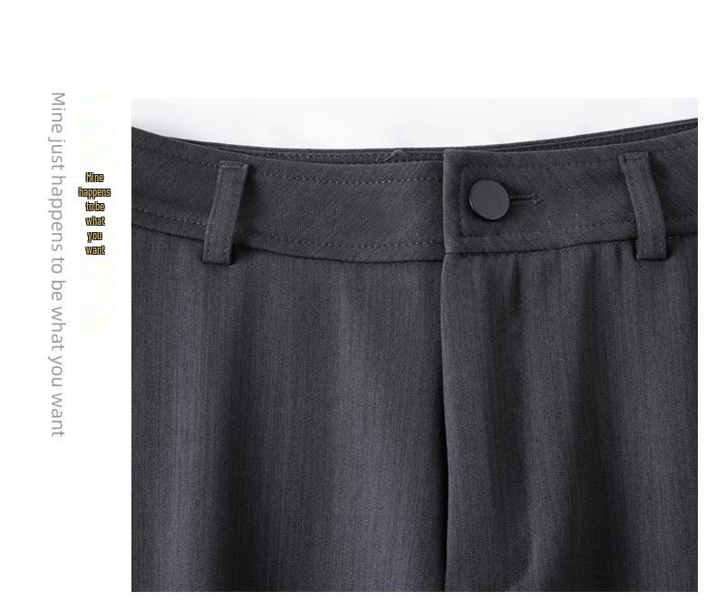 Spring 2025 Women's High-Waisted Grey Wide-Leg Trousers - Relaxed Fit, Loose Straight-Leg Casual Pants