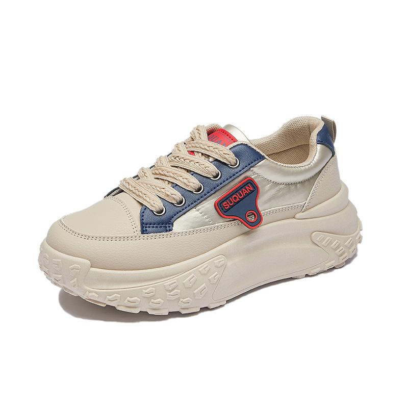 Spring thick-soled heightening dad shoes women's color matching niche sports board shoes student versatile casual single shoes