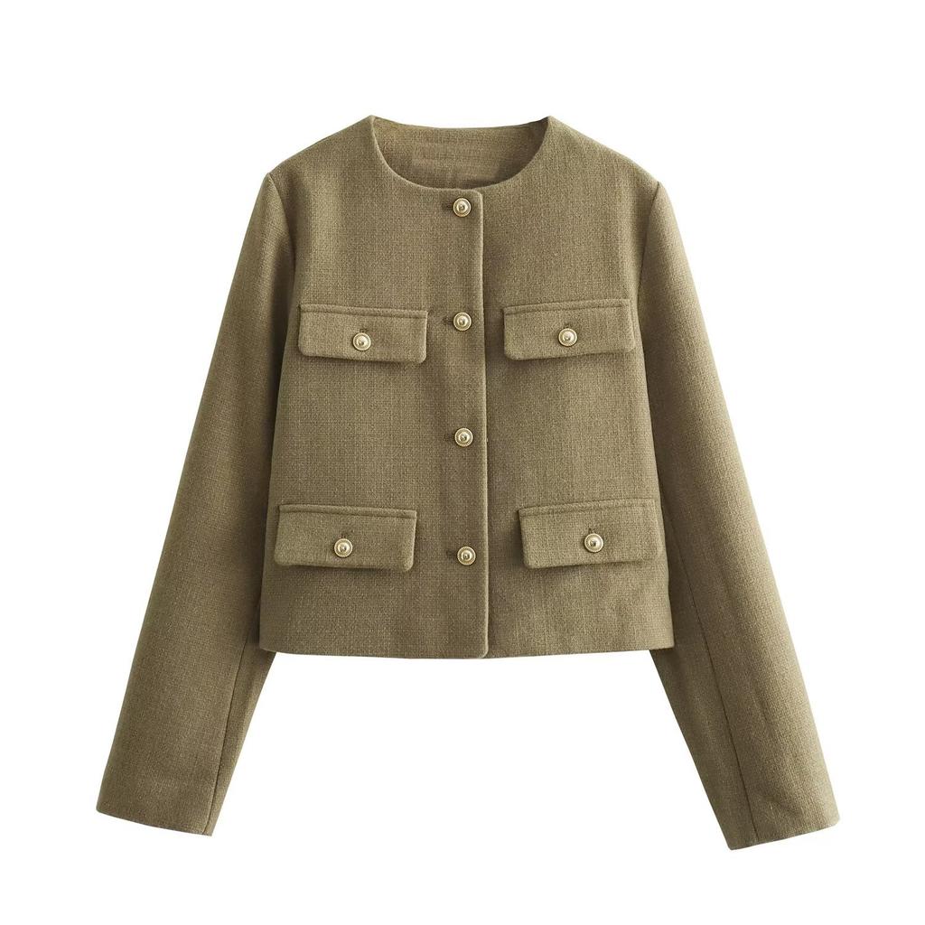 DAFIFY Women's Fashion Casual Solid Color Print Autumn Winter Long Sleeve O-Neck Jackets & Coats