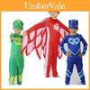 Noblekids Pj Masken Kostüm mit farbenfrohem Catboy Owlette Gekko Jumpsuit für Kinder