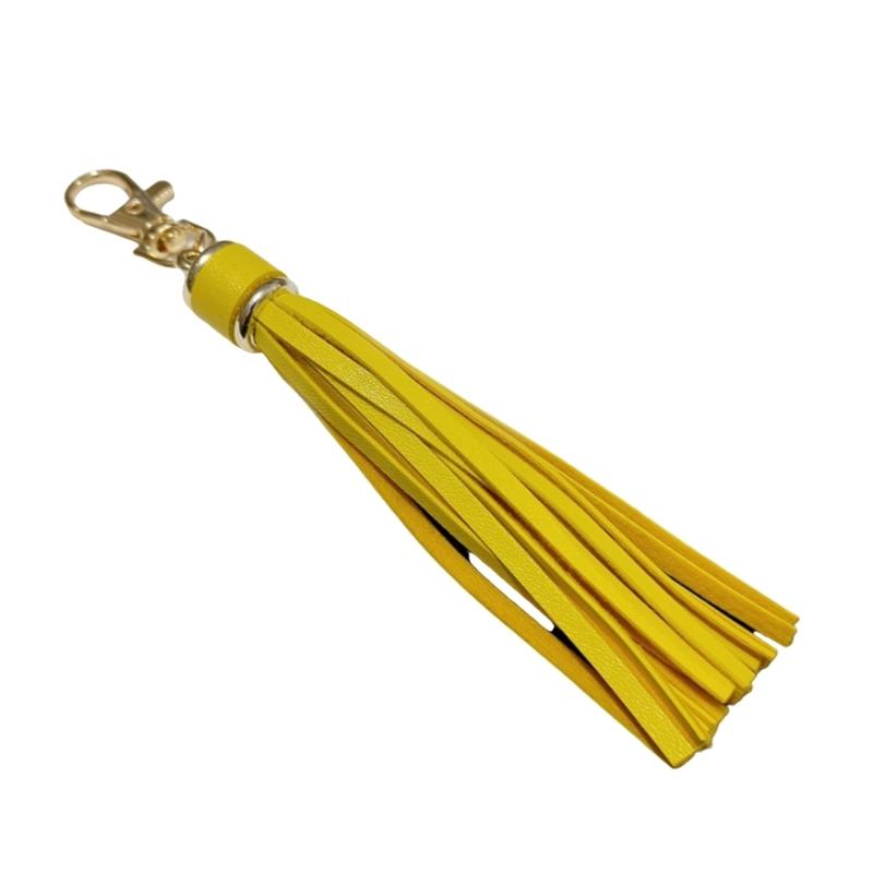 Durable PU Leather Tassels Keychain Elegant Tassels Keyring Sturdy PU Leather Bag Charm Ideal For Bags And Purses жёлтый