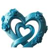 3D Printed Love Shaped Rose Sculpture Exquisite Flowers Heart Table Decoration Stable Base Romantic Desktop Ornaments for Wedding Party Table