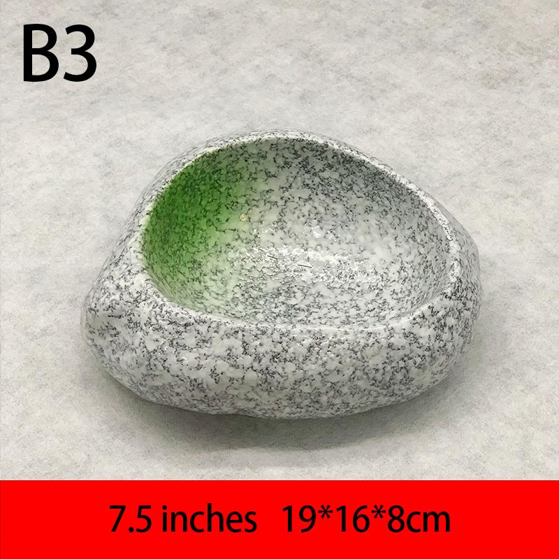 Creative Japanese Stone Bowl Ceramic Tableware Restaurant Sashimi Sushi Plate Barbecue Shaop Plate Fruit Salad Dessert Bowl