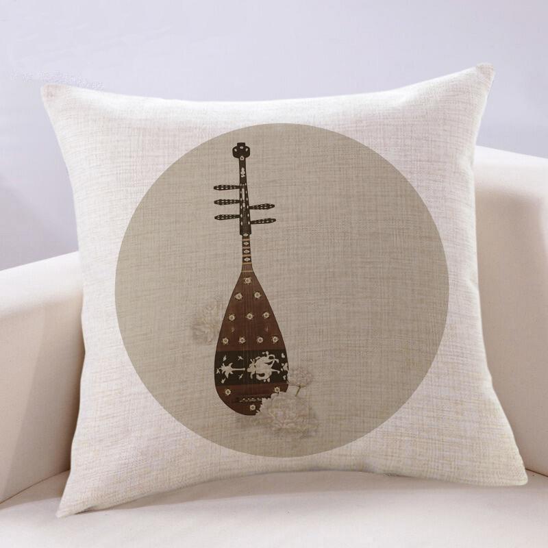 Наволочка в китайском стиле дзен в стиле ретро, ​​хлопково-льняная наволочка, двусторонняя наволочка с принтом, 40x40/45x45/50x50/40x60 см 450mm*450mm