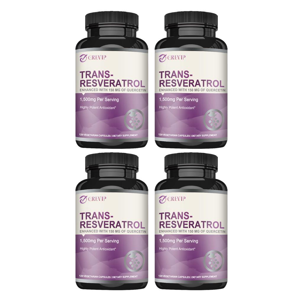 GREVIP Reine Trans-Resveratrol und Quercetin Kombinationskapseln, Leicht Absorbiert, 120 Kapseln, Geeignet für Erwachsene