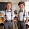 Kids 3 Clips Suspenders Bow Tie Set Adjustable Elastic Braces for Boys Girls