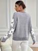 Floral Pattern Round Neck Sweater, Cute Drop Shoulder Long Sleeve Sweater for Fall & Winter, Women's Clothing