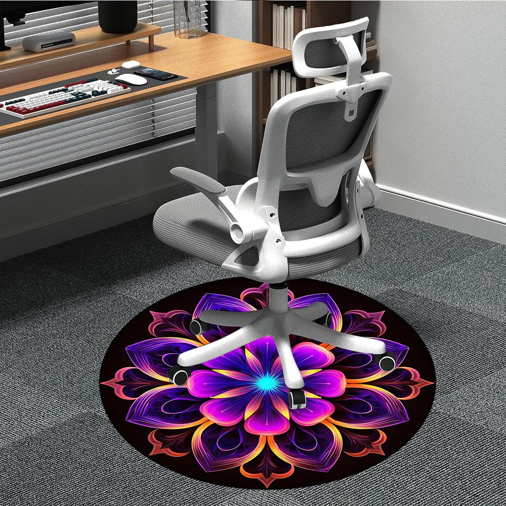 

1pc Floral Mandala Design Chair Carpet for Office, Soft, Non-Slip Polyester Mat, Office, Entryway, Living Room, Bedroom, yy251207258 80cm by 80cm