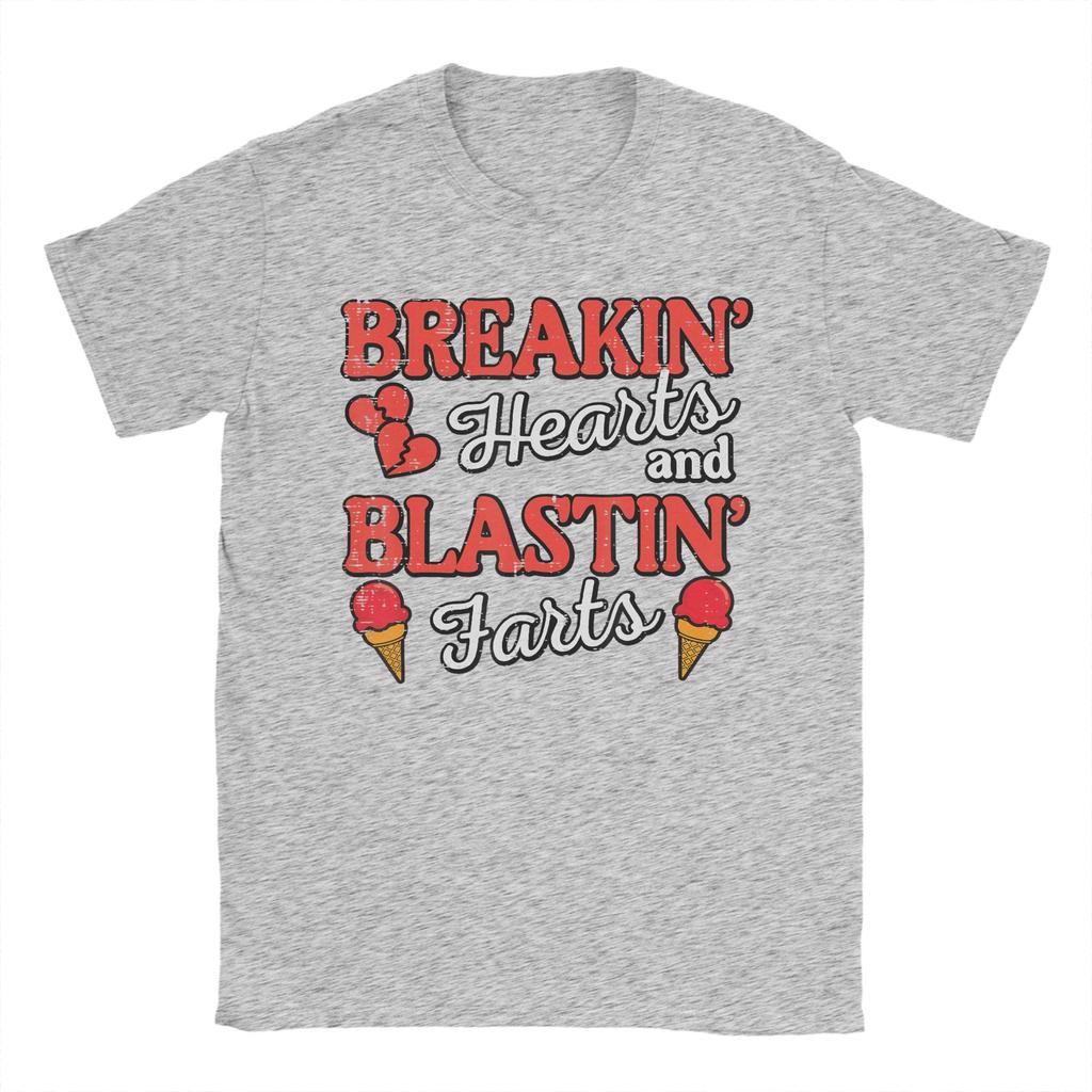 Valentines Day Breakin Hearts Blastin Farts Unisexs T Shirts Vintage Tees Short Sleeve O Neck TShirts Pure Cotton Classic Tops