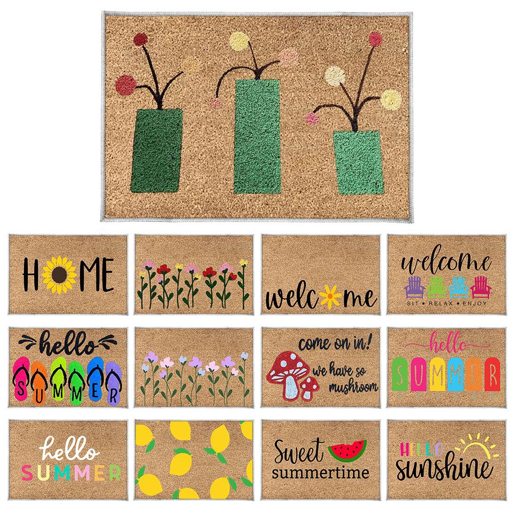 Hello Door Mat Absorbent Welcome Door Mat Non Slip Front Door Mat Decorative Low Profile Doormat for Bathroom Entryway