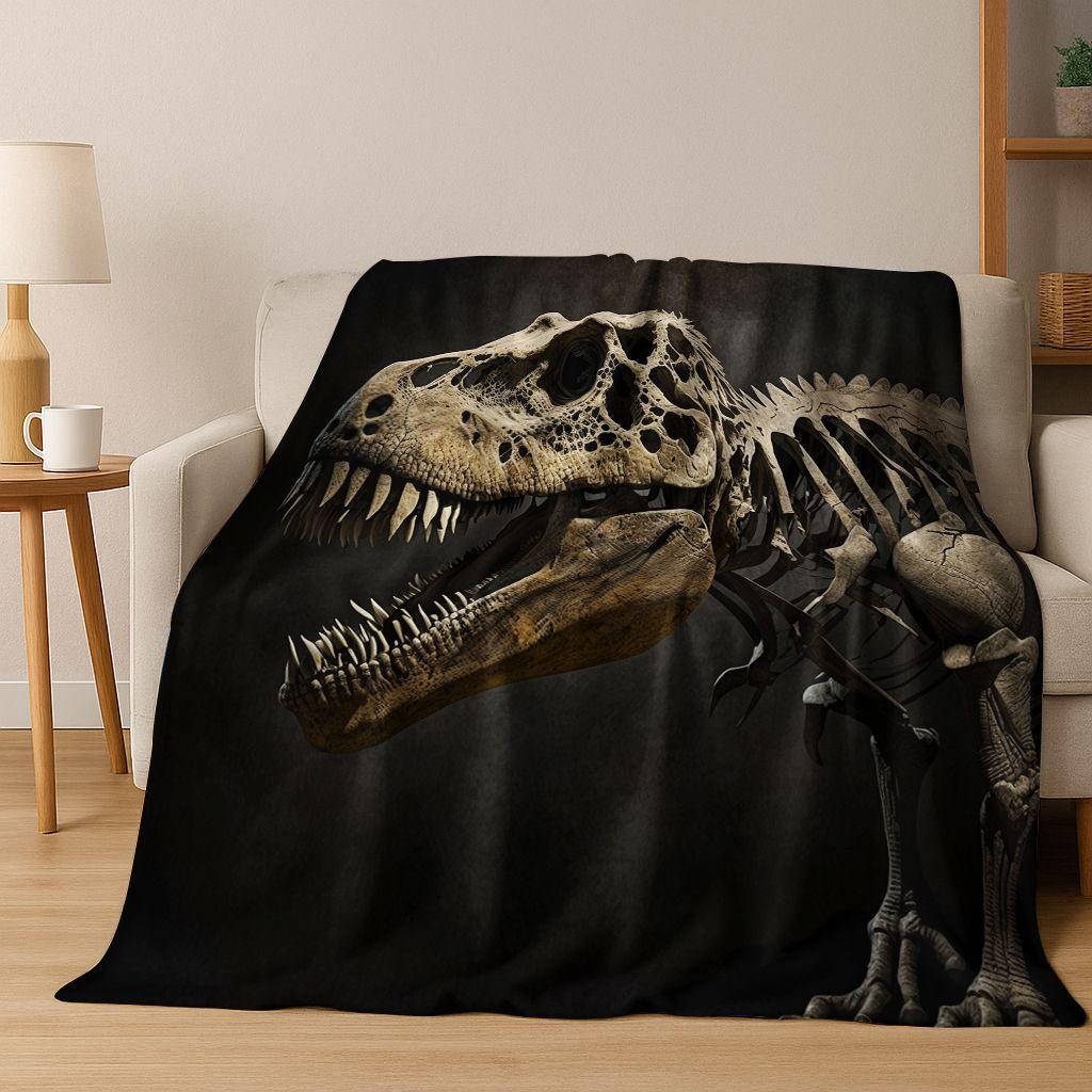 Ancient Creatures Dinosaur Ammonite Fossil Art Flannel Blanket,Cozy Soft Throw Blanket for Home Bedroom Bed Sofa Cover Gift Kid