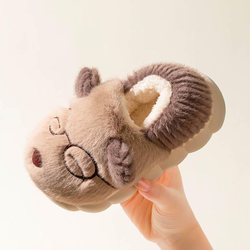 Dziecięce bawełniane kapcie Cartoon śliczne domowe ciepłe antypoślizgowe dziecięce kapcie futrzane modne domowe miękkie kapcie