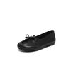 Niche pleated bow soft sole grandma shoes college style retro first layer cowhide flat bottom Mary Jane small leather shoes women