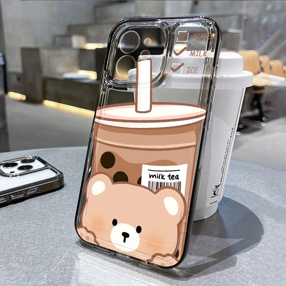 Milk tea bear is suitable for iPhone17promax Apple 16 mobile phone case 14/13 cute 15 popular hair