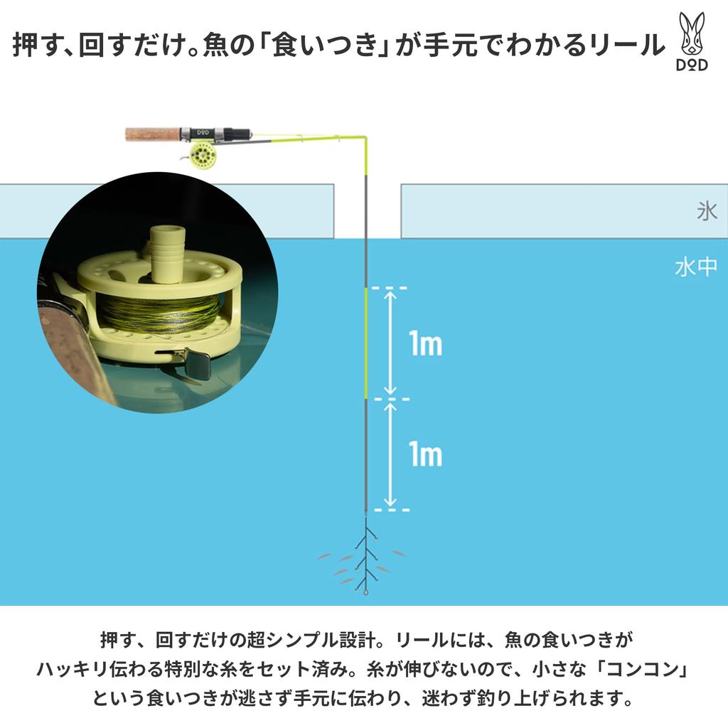 DOD Beginner Smelt Fishing Rod Set Rod and Reel Set for (D.O.D.) (1 Rod) - Beginners, FG1-206-GR