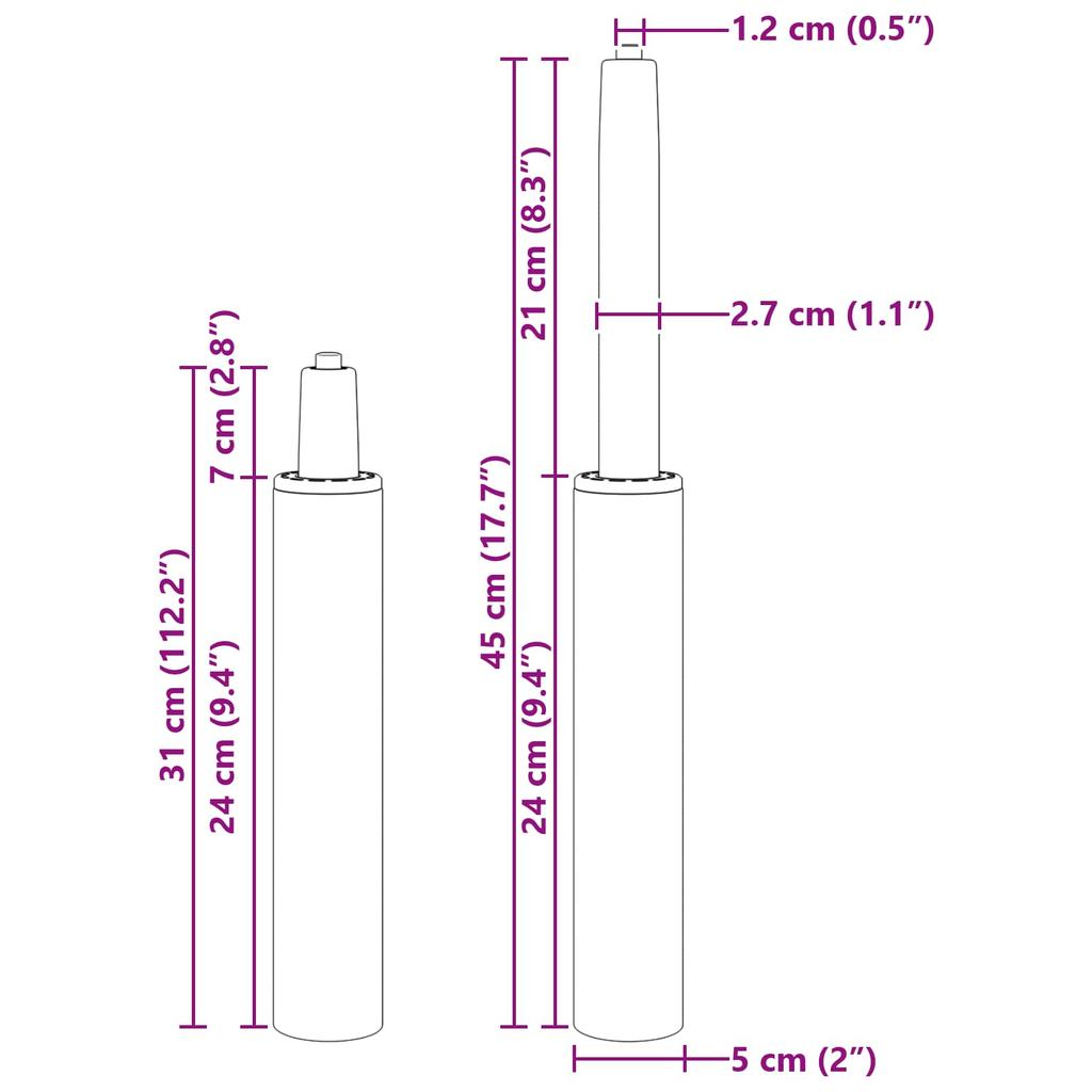 Office Chair Gas Lift Cylinder Chrome 307 447 Mm Iron