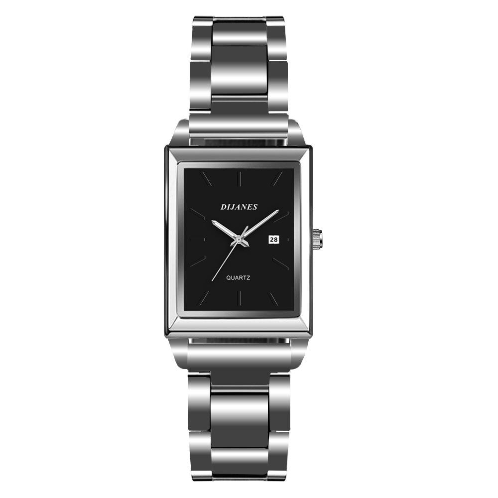 New square watch Steel band Quartz watch Calendar Watch Business Men's Watch Student Watch Small watch