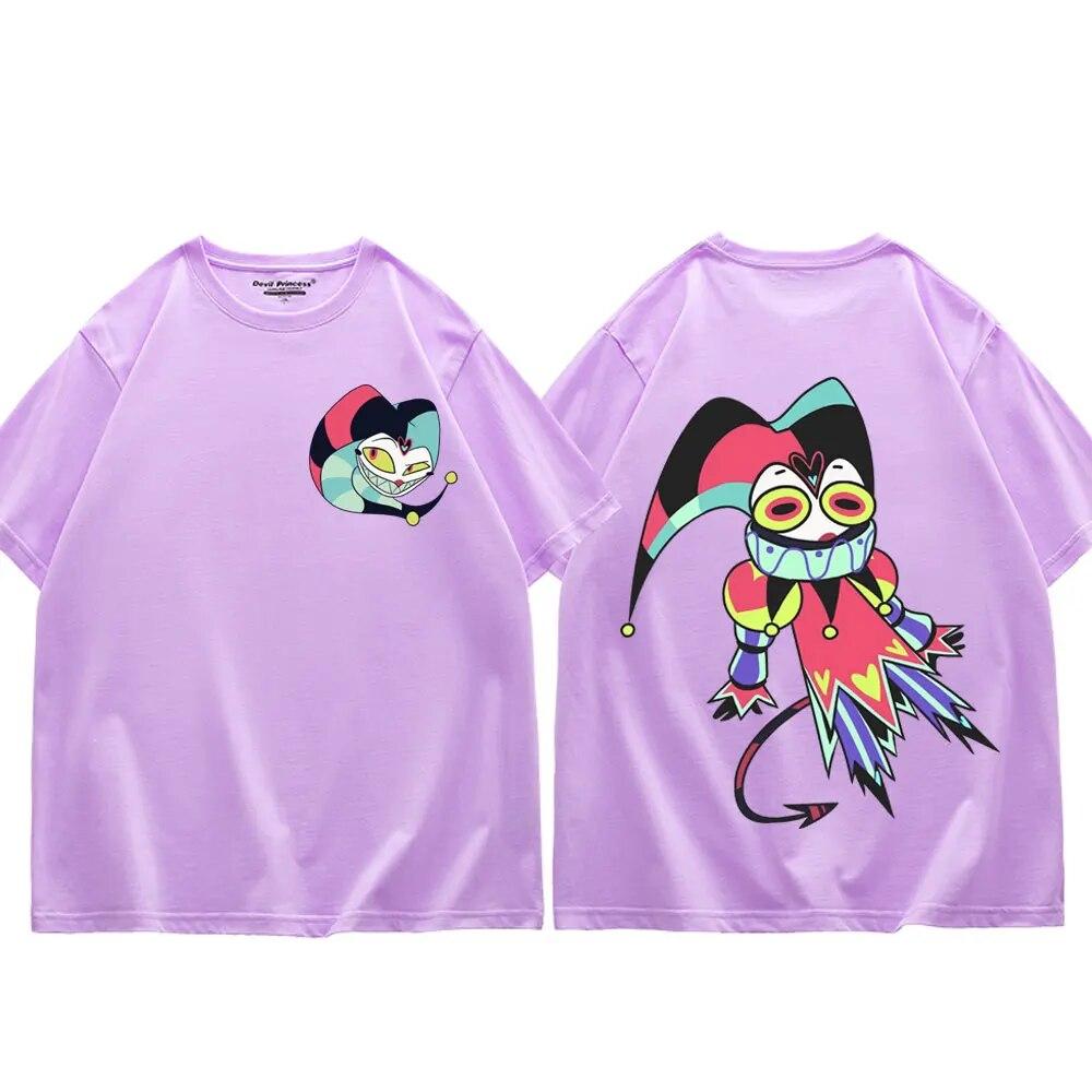 Americas Anime Helluva Boss Doppelseitige Grafik-T-Shirts Mode Y2k-Ästhetik Kurzarm-T-Shirt Street Trend Cartoon-T-Shirts