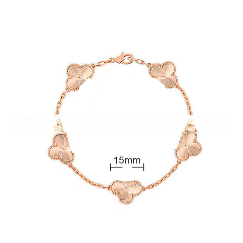 15MMHigh-quality Four-leaf Clover Five-flower Bracelet for Women 18k Natural White Mother-of-pearl and Red Chalcedony Bracelet