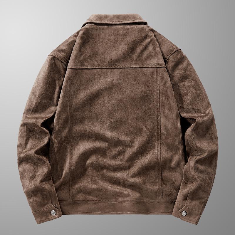 Men's Retro Hong Kong Style Suede Jacket - Spring/Autumn Workwear Lapel (22076)