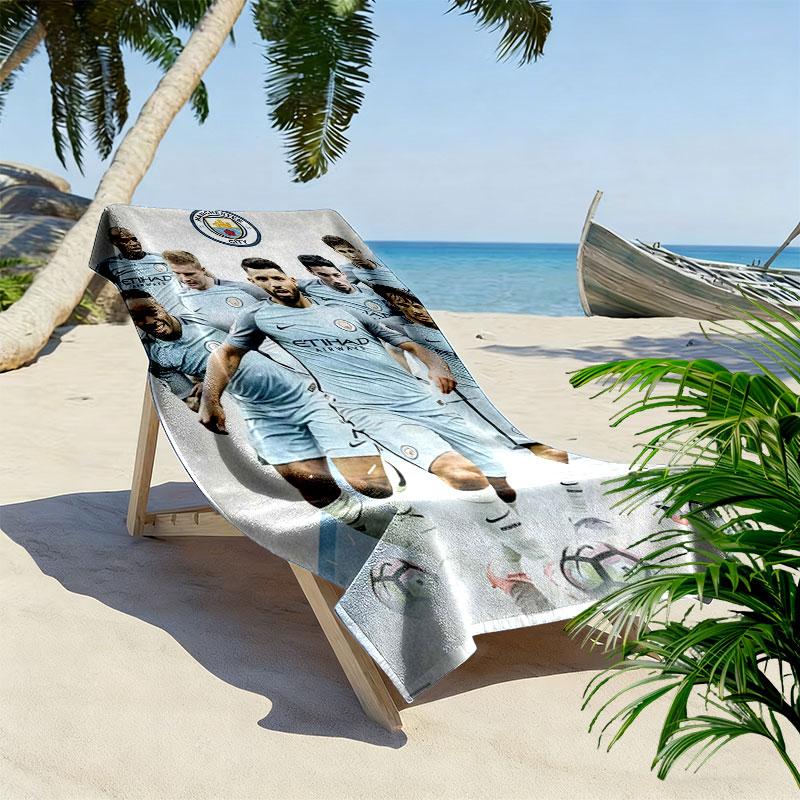 Manchester City F16.C Print Beach Towel, Large Soft Quick Dry Towel for Beach Camping Swimming