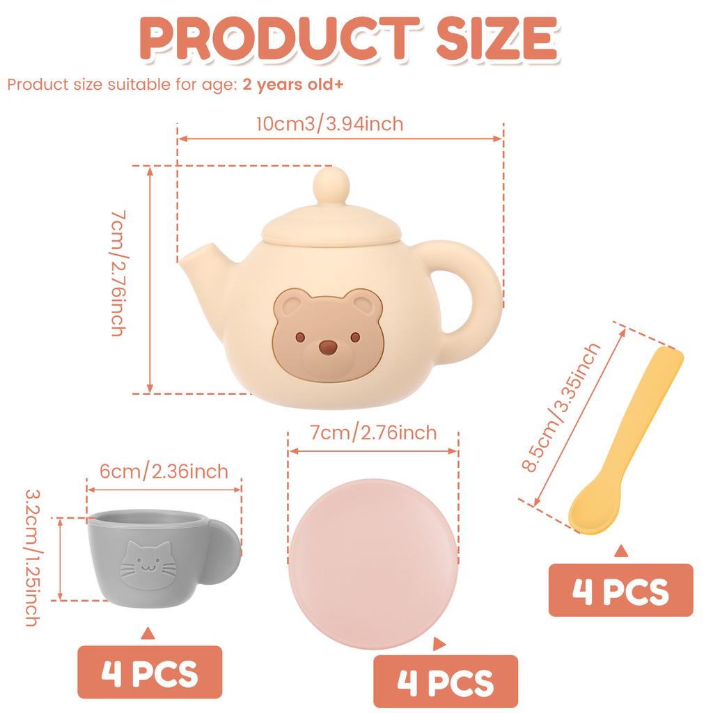 Silicone Afternoon Tea Set Toy Kitchen Accessories Tea Role Party Food Play Early Educational Toys for Toddlers Girls Boys Kids