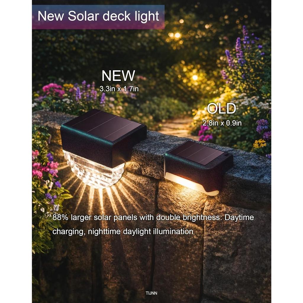 Solar Deck Lights Outdoor, Fence Light Waterproof Led Lights for Outdoor Stairs, Step, Yard,Patio Decor Garden Illumination - 6 Pack