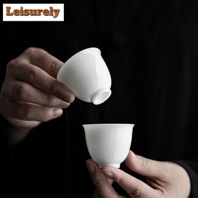 2pc/set Iced Jade Porcelain Bell Cup Chinese White Ceramic Tea Cup Small Master Cup Tasting Tea Mug Appreciate Tea Bowl Teaset