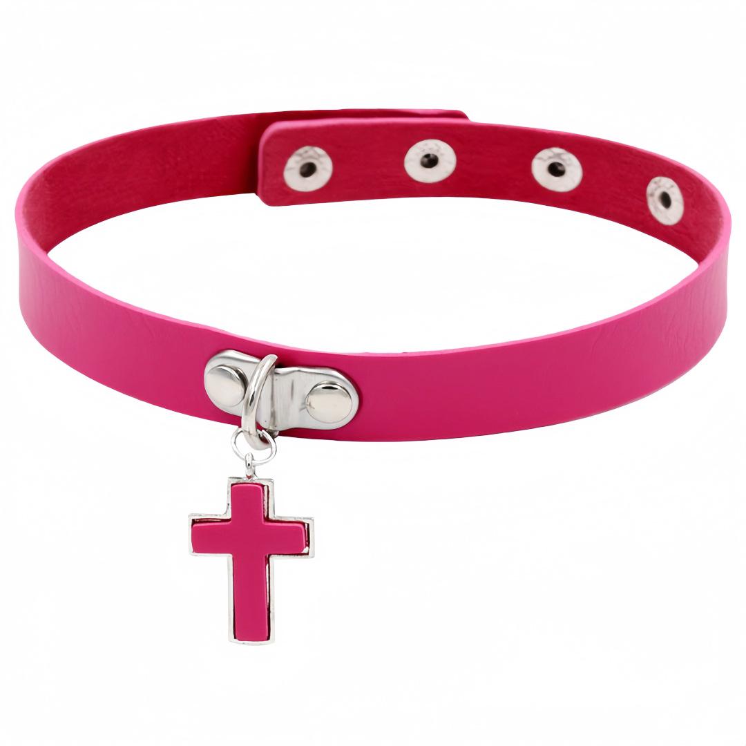 

Європейський та Американський Готичний Кольє з Підвіскою-Хрестом зі Штучної Шкіри ПУ