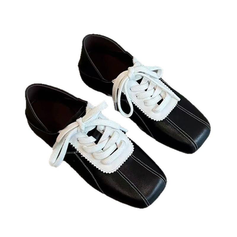 Sheepskin Version~ Casual Versatile Square Head Strap, Comfortable Soft Sole, Retro College Style and Training Shoes, Color Matching Niche Design