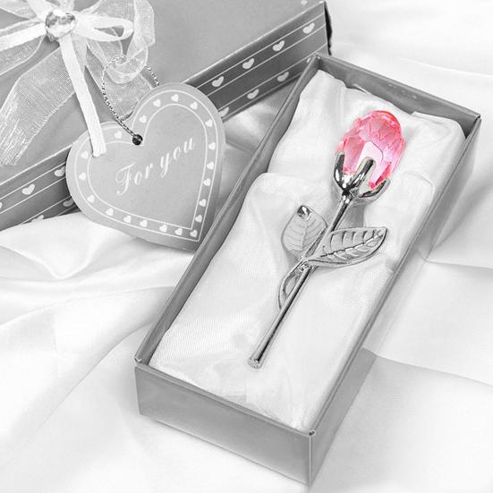 Clear Rose in Gift Box Artistic Flower Sculpture for Valentine's Day Elegant Home Office Decor And Romantic Gift