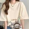 Labubu Print Women Short Sleeve T-shirt Summer Casual Fashion Clothing Girl Cartoon Cute Anime Printed Tops