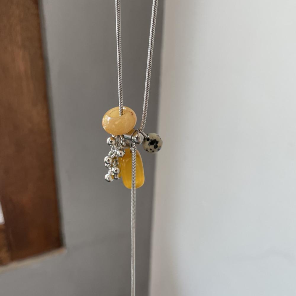 Unique Multicolor Grape Skewers Necklace Long Length Adjustable Collarbone Rope Chain Casual Simulation Fruit Pendant Gift