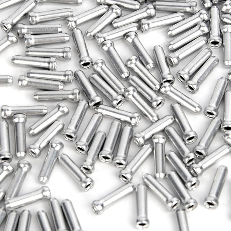 100 Pcs Bike Cable End Caps Aluminum Alloy Cable End Crimps Brake Cable End Tip