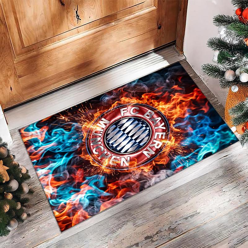 Tappeto Morbido Area Rug con Motivo Calcio Bayern Monaco Antiscivolo Tappeto per Pavimento Interno Tappetino Decorazione Sportiva per Camera da Letto