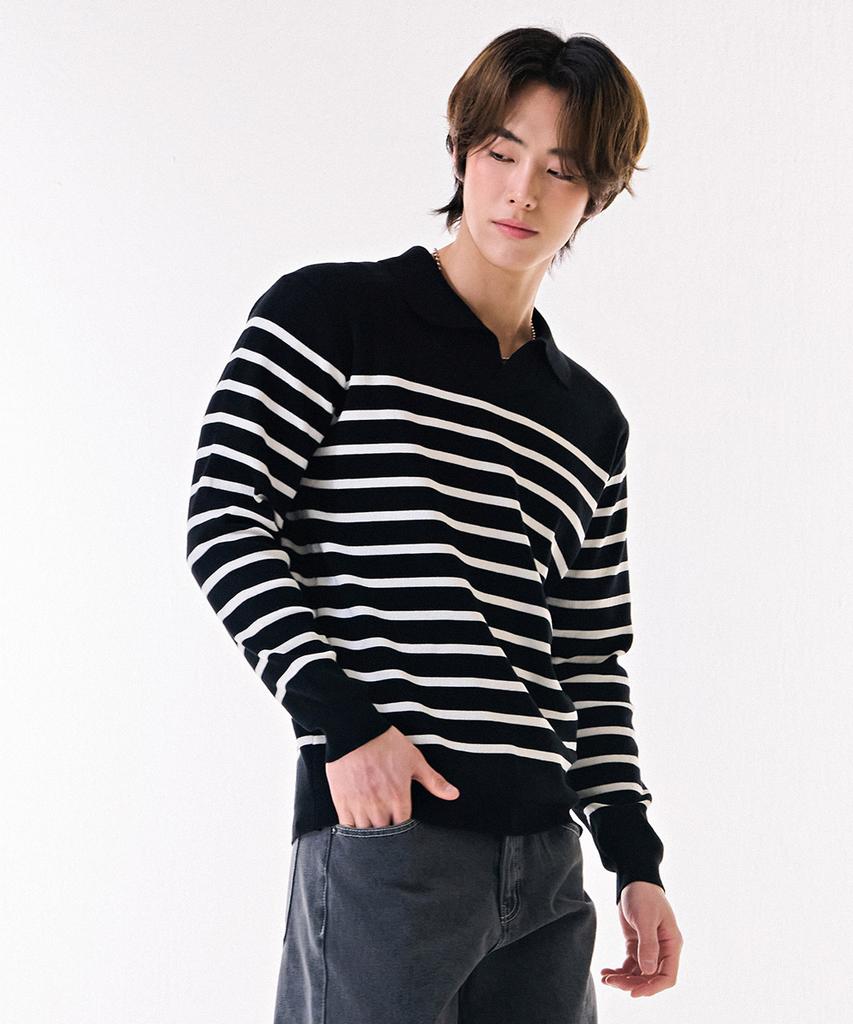CHASECULT Men'S Striped Collar Sweater-Dark5213B03